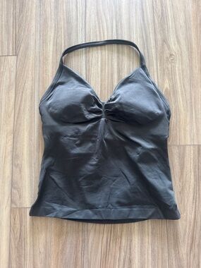 Gray Halter Camisole with Ruched Bust